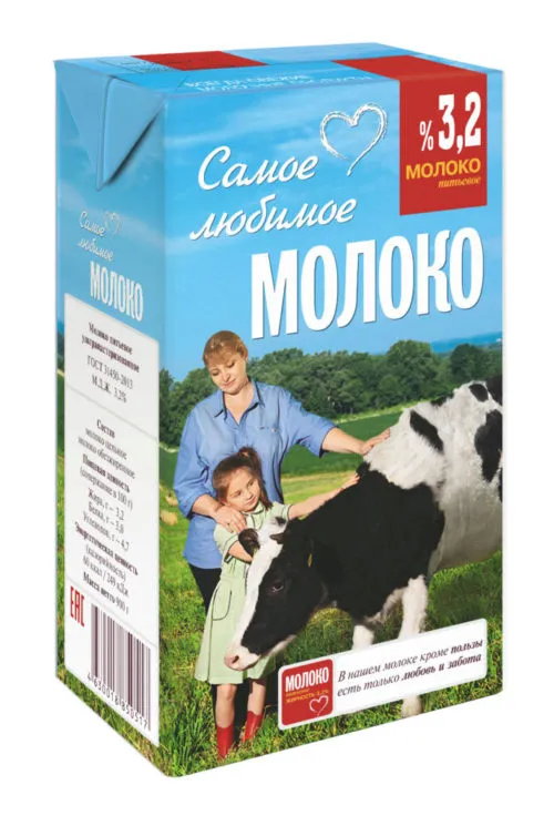 фотография продукта Молоко ультрапаст. 3,2% "Самое Любимое"