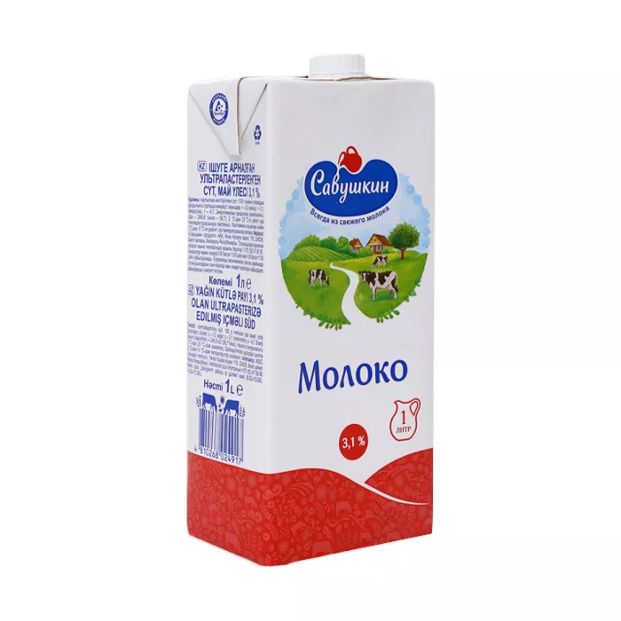 фотография продукта Молоко савушкин  3,1% 1л крышка	